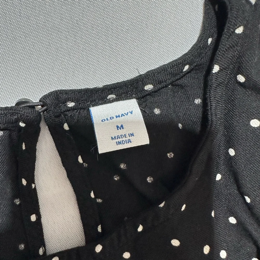 Old Navy Women’s M Jumpsuit Black White Polka Dot Cropped Split Back Wide Leg